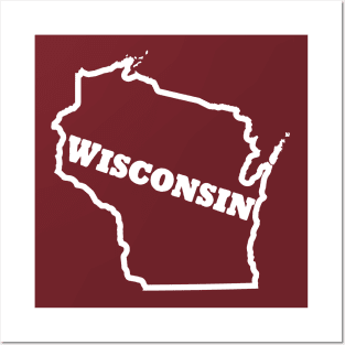 Wisconsin Outline Text Posters and Art